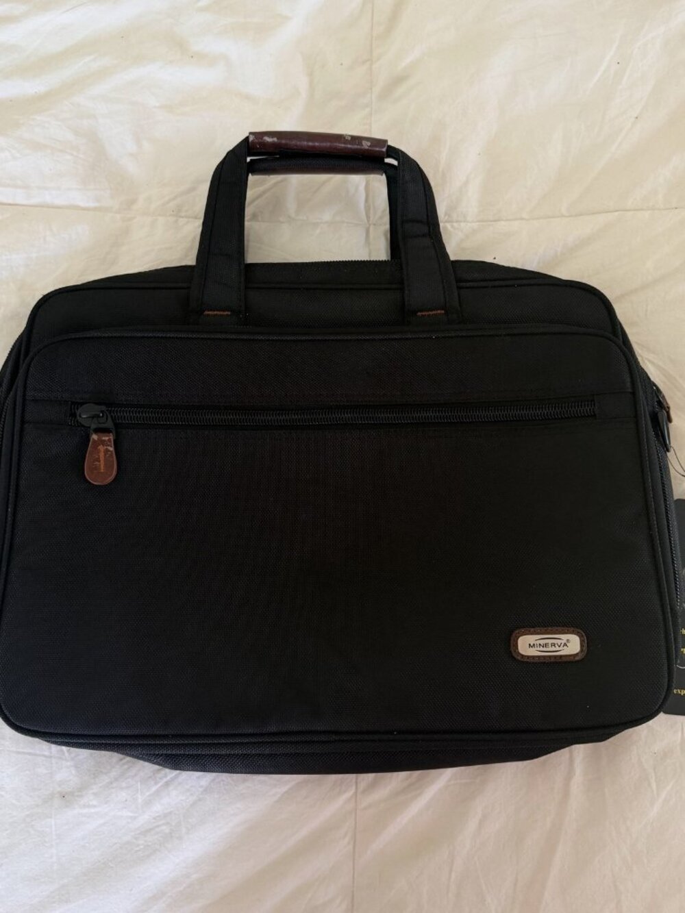 NWT Minerva Black Laptop Briefcase Travel Bag Computer Shoulder Strap